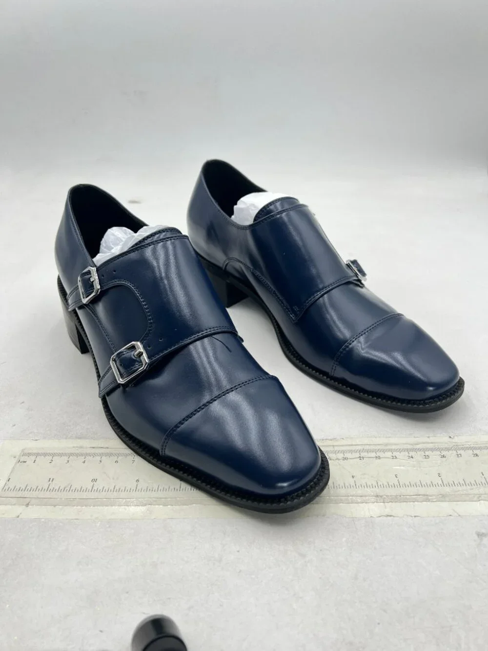 Men's Oxfords Round Toe Monk Strap Double Buckle Chunky Low Heel Pumps Loafers